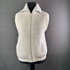 Vintage Vest Women’s M One Step Ahead Wool Blend Knit Sherpa Lined Cozy Cream